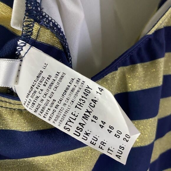 Tommy Hilfiger Navy & Gold Striped Halter Tankini - Picture 9 of 10